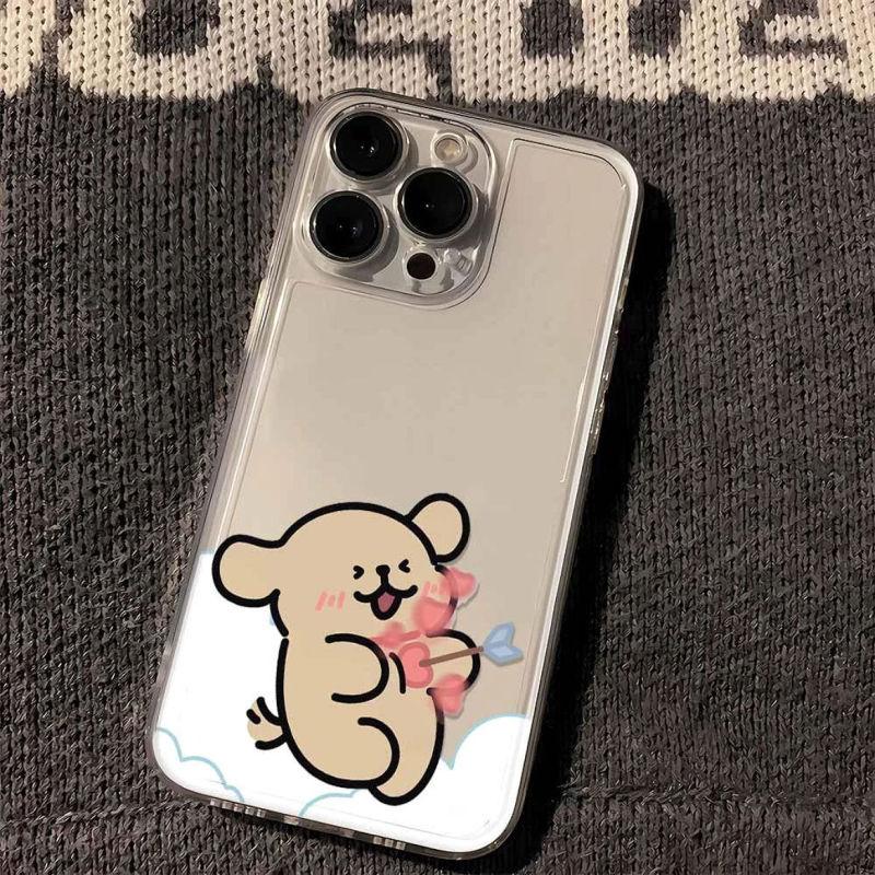 Handyhülle Für Liebhaber Paare Passend für iPhone 11 12 13 14 15 16 Pro Max XR X XS Mini 8 7 Plus SE 2020 Klare Hülle Niedlicher Cartoon-Hund