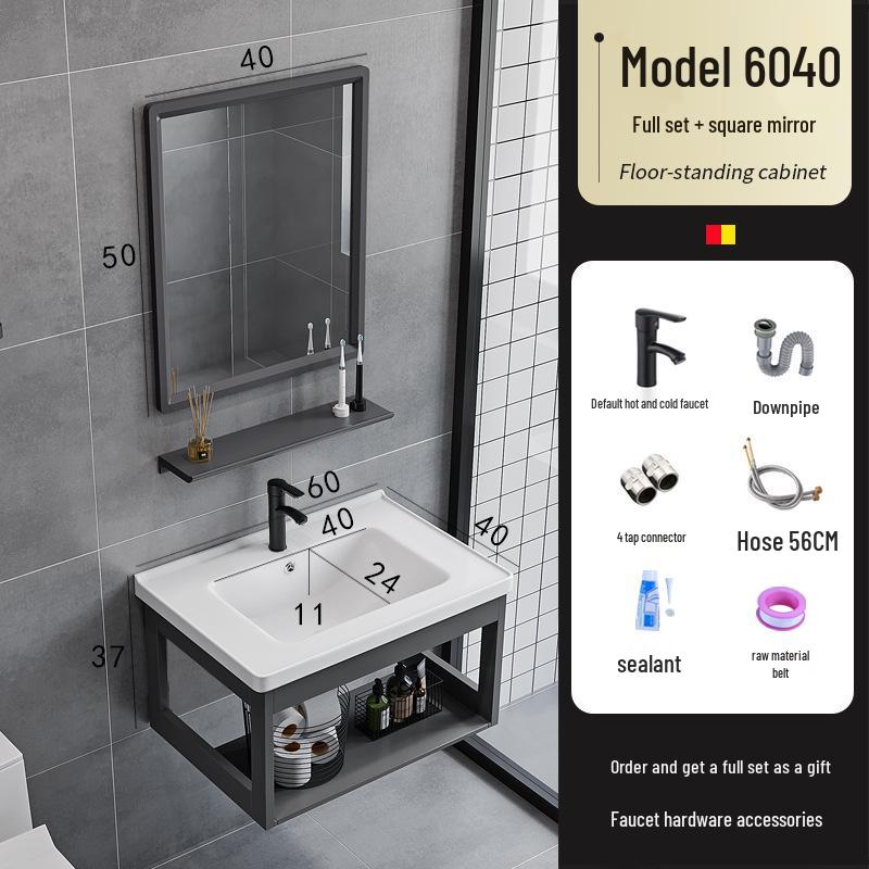 Luxury Space Aluminum Bathroom Vanity with Integrated Ceramic Basin for Compact Spaces