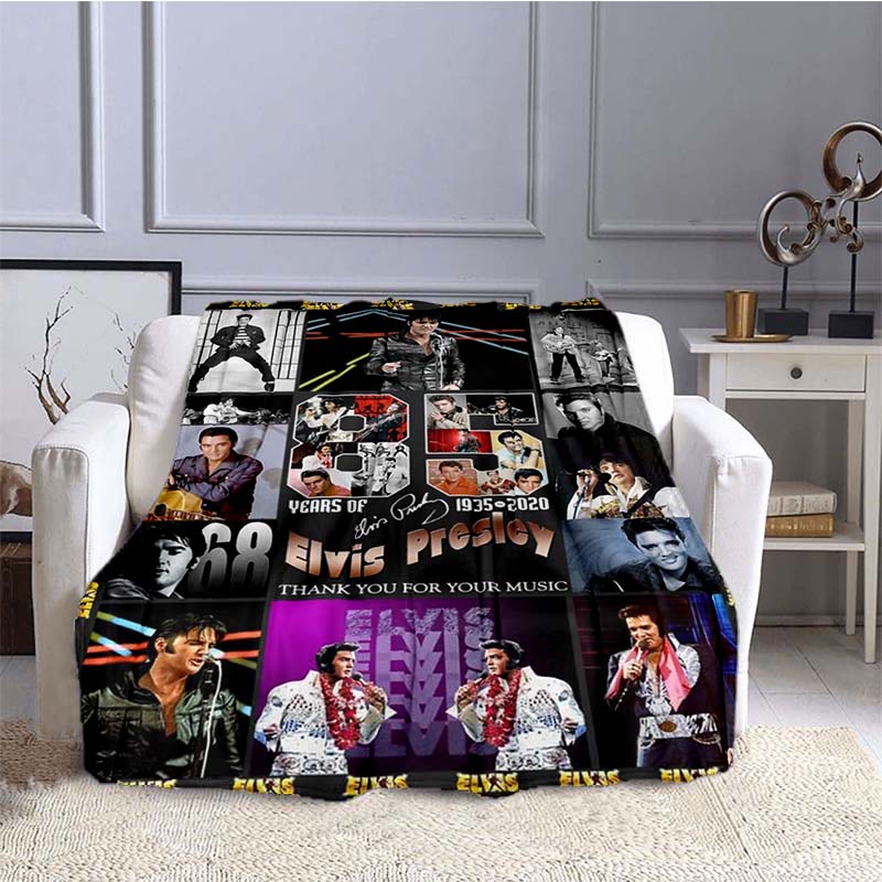 Various Styles of E-Elvis Pattern 3D Printed Rock Singer Sofa Blankets, Suitable for Adult and Children's Bedrooms and Living