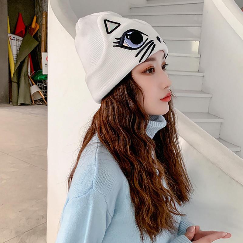 .Damen Winter Niedlich Tier Katze Hut Häkelmütze Mützen Fotografie Strickmütze Kappe