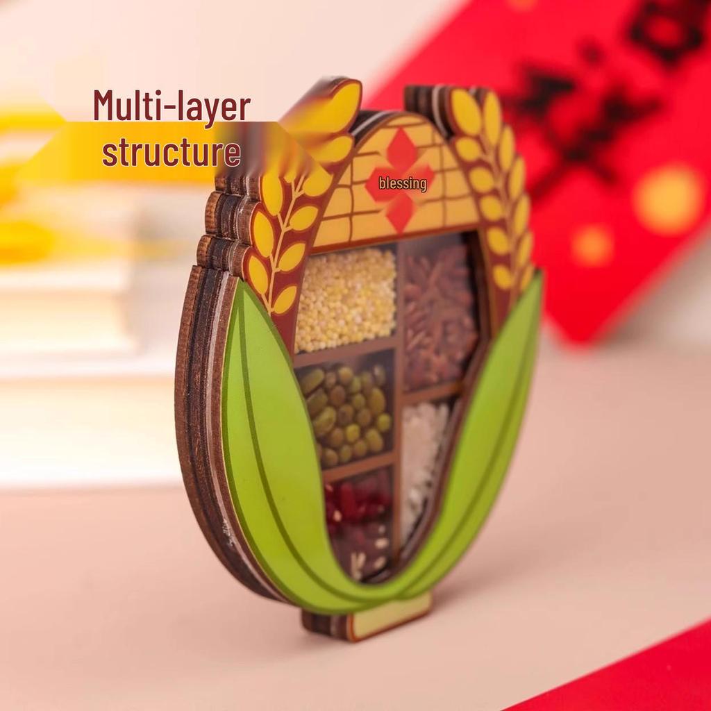 Kreativer hölzerner Einweihungsmagnet: Reiche Ernte Fünf Getreide