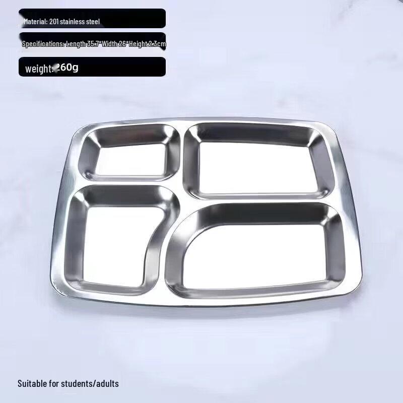 Yingtang Stainless Steel 4-Compartment Rectangular Lunch Tray