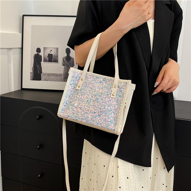 Pu Women's Bag Small Square Bag Handbag New Shoulder Bag Sweet Sequined Messenger Bag Bag Bag