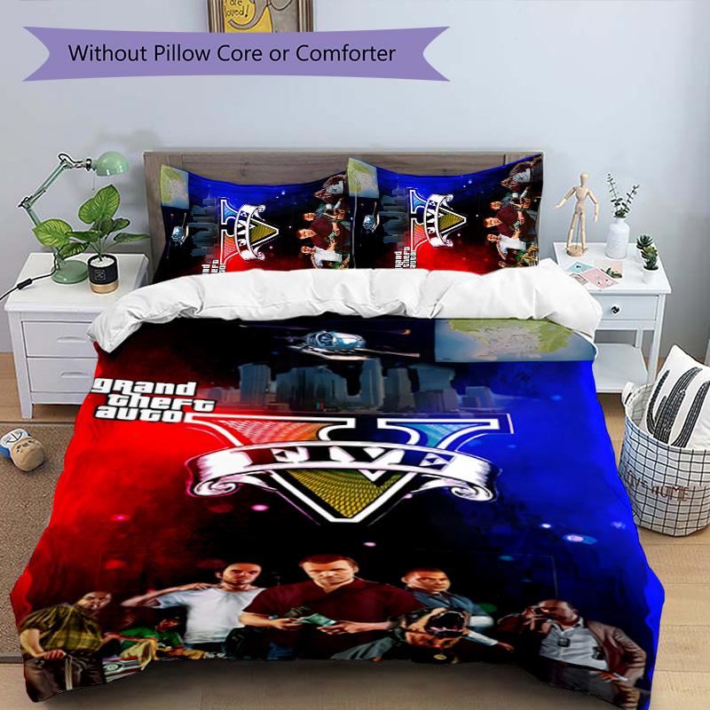 GTA 3pcs Bedding Set Duvet Cover Closure Includes 1 Duvet Cover & 2 Pillowcases for All Seasons Bedroom Home Dorm Decor