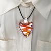 Goth Black Rope Big Heart Pendant Choker Necklace for Women Elegant Adjustable Chain Jewelry Glass Heart Charm Jewelry