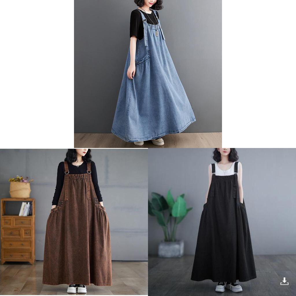 Denim Suspender Skirt For Women With High Waist And Flared Design For Spring Casual Wear