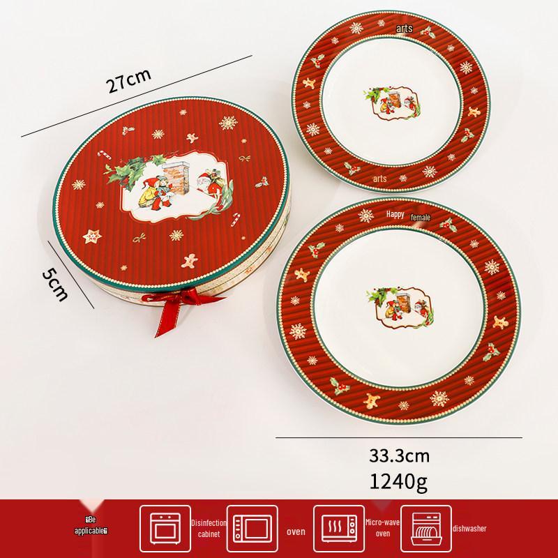 Festive Ceramic Christmas Tableware & Tea Set with Decorative Ornaments