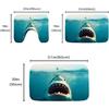 Funny Shark Ocean Nautical Bathroom Bathtubs Fabric Bath Rugs and Mats Sets 3 Piece Memory Foam Bath Mat Velvet U-Shaped Contour Shower Mat