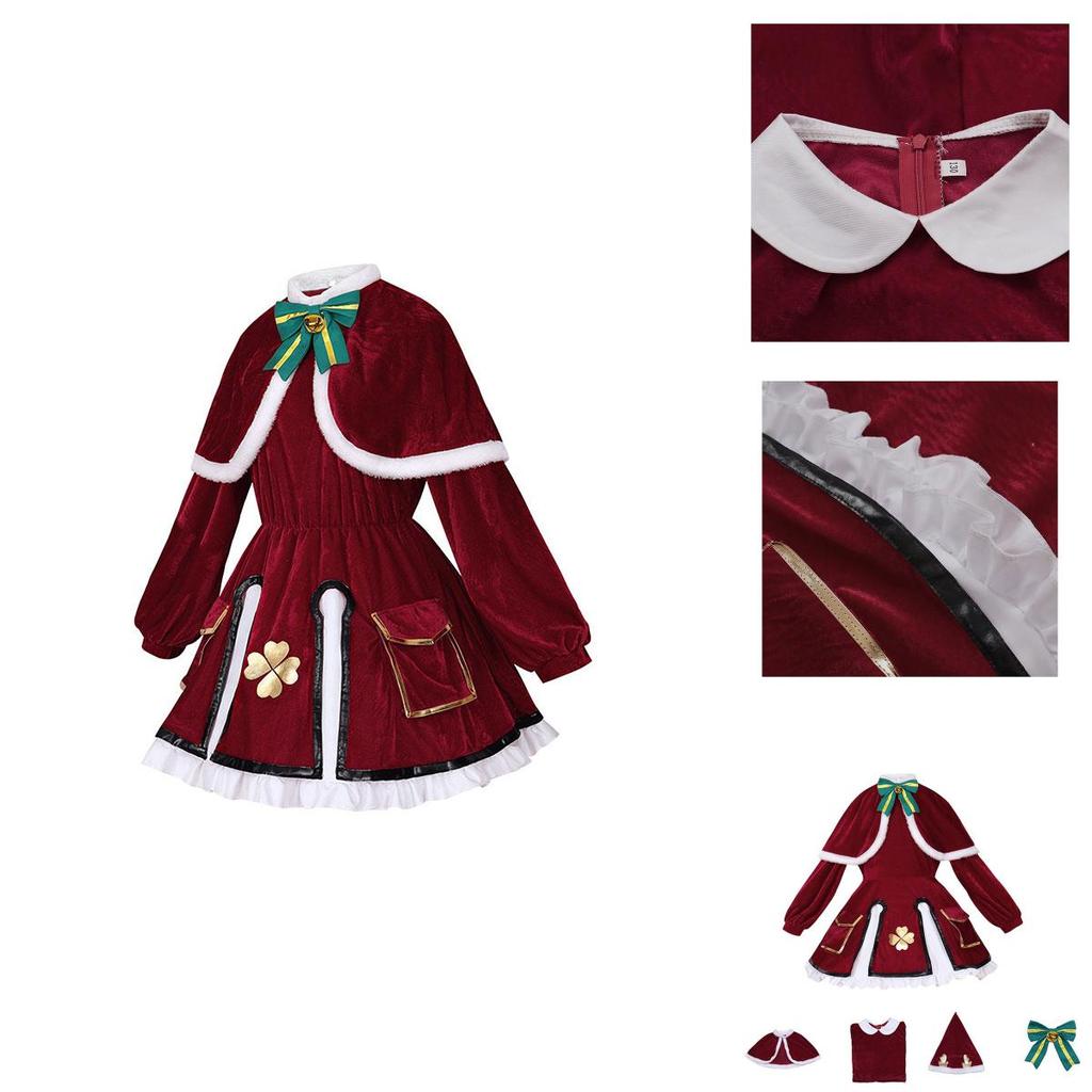 Klee Christmas Cosplay Costume Set For Anime Fans Velvet Fabric Cute And Sweet Style