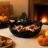 Party Food Display Tray Halloween Pumpkin Tray, Bat Relief Candy Holder, 3D Printed Holiday Gift for Desktop Storage Bowl, Spooky Tabletop Ornament
