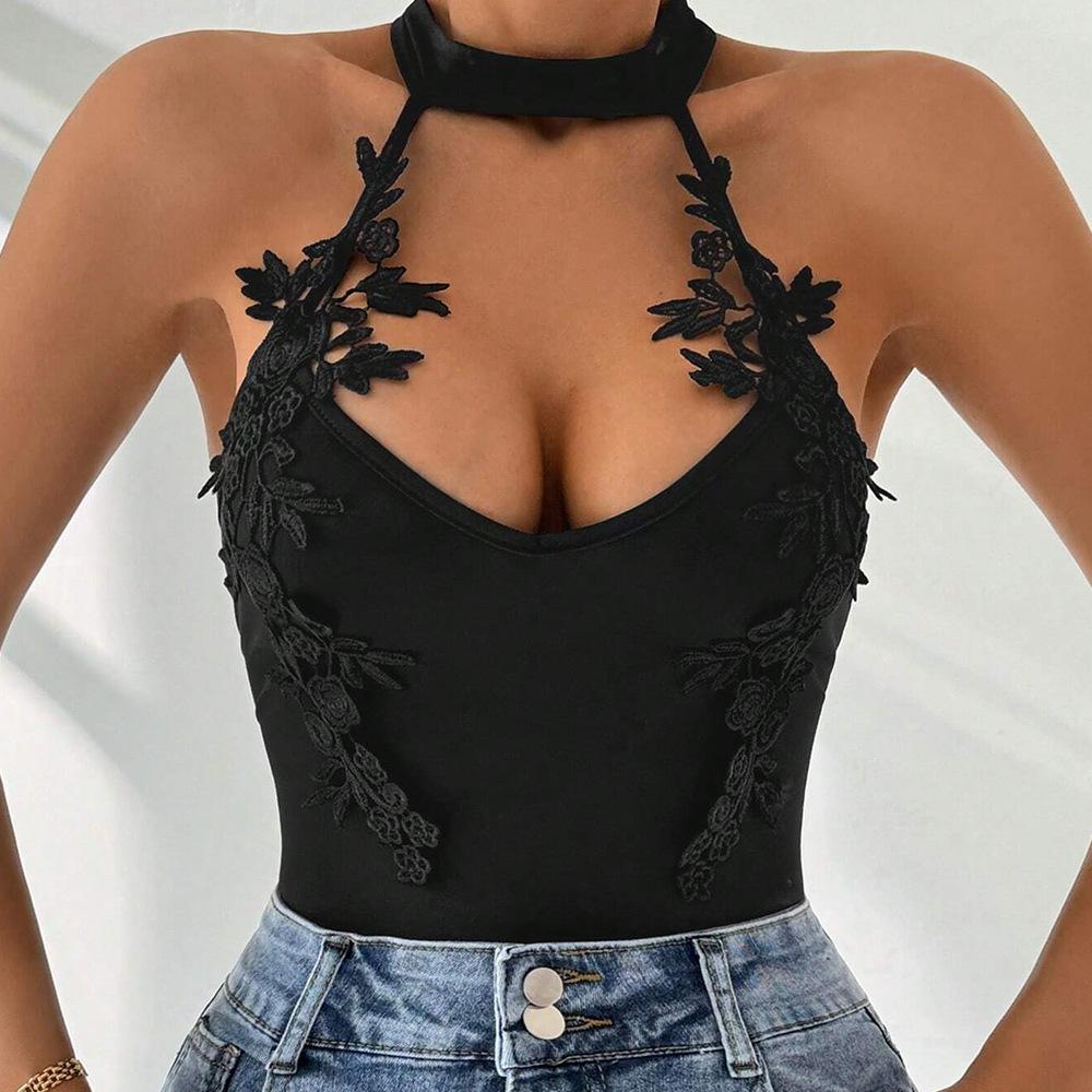 Damenmode lässiger Einteiler, Frühling und Sommer neues Spitzenjacquard-Design Jumpsuit