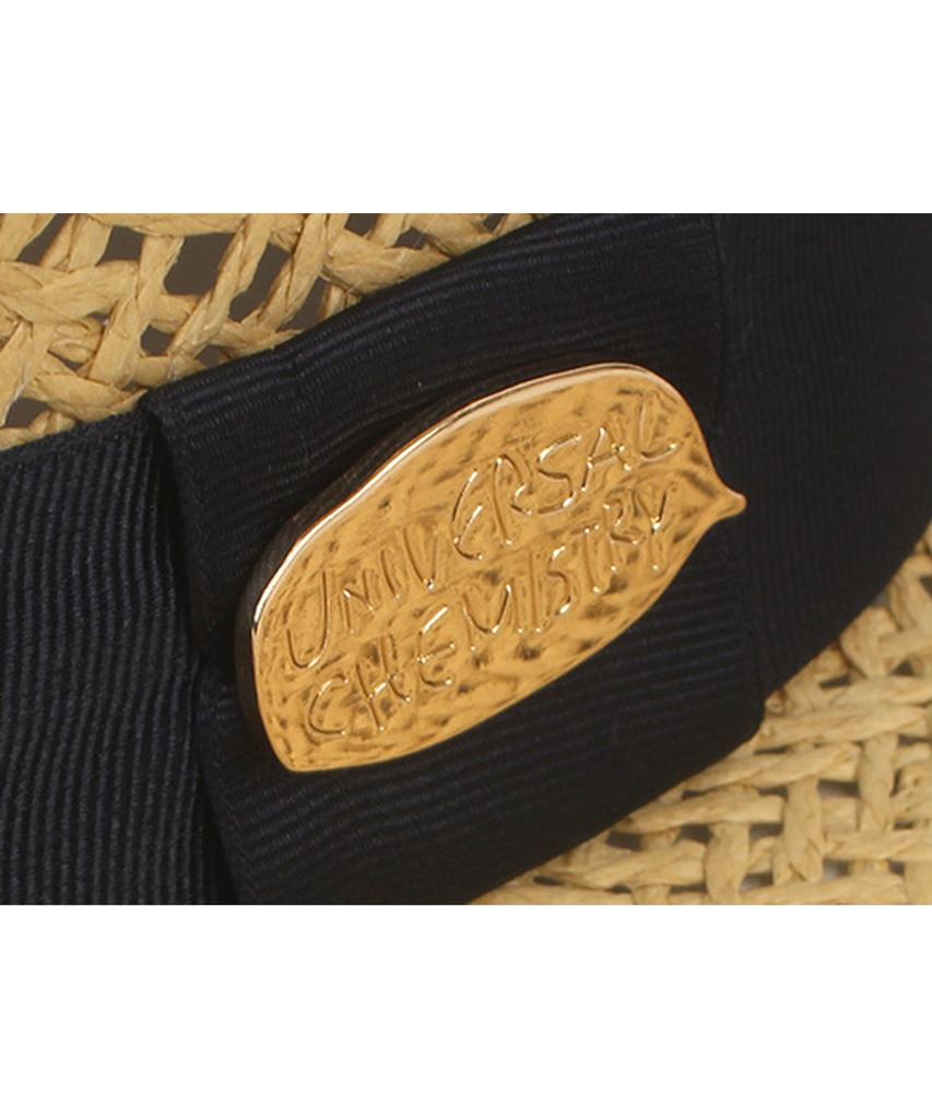 Beige Navy Line Panama Hat