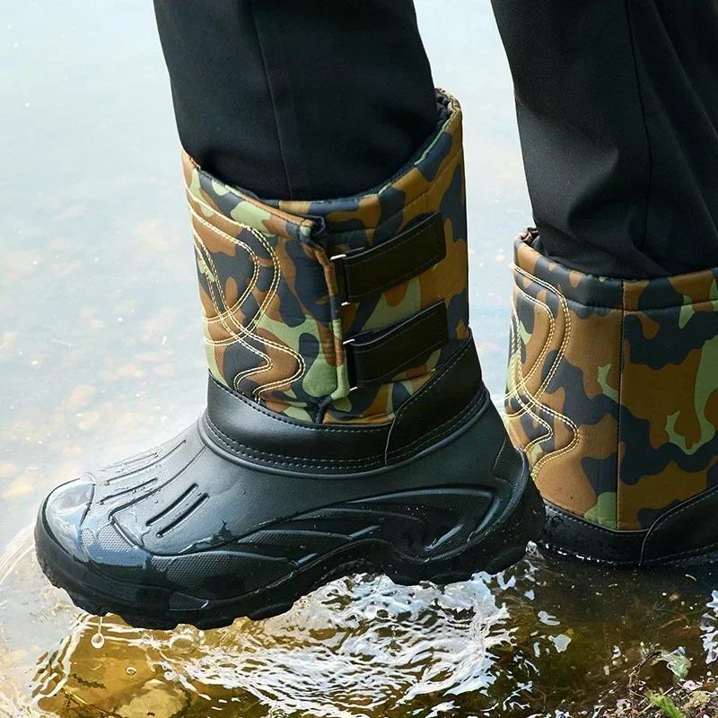 2025 Men's EVA Rain Boots Outdoor Winter Snow Boots Men's Plush Warm Cotton Shoes Fishing Boots Botas De Trabajo Hombre
