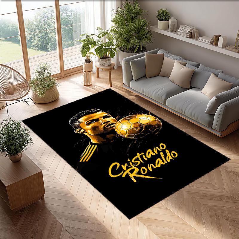 Cristiano Ronaldo bedruckter Flanell-Teppich rutschfest weich Polyester Bodenbelag Indoor Dekorationsmatte für Schlafzimmer Wohnzimmer Sofa