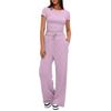 2026 European & American Women's Two-Piece Casual Set: Ruffled Short-Sleeve Top & Wide-Leg Pants