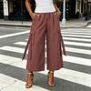 Women High Waist Wide Leg Cargo Pants with Pockets Casual Loose Fit Utility Trousers for Everyday Wear
