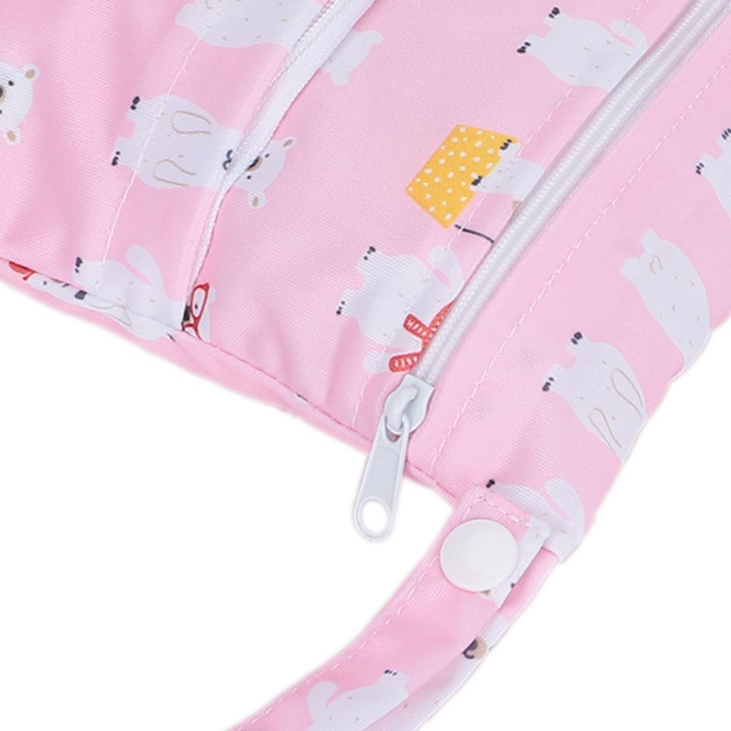 Double Zippers Wet Dry Diaper Bag Cute Pattern Travel Portable Diaper Nappy Storage Bag#4