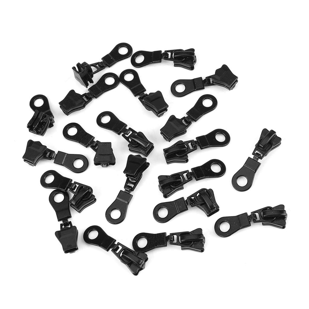 20pcs Metal Alloy Zipper Sliders Size #5 Zip Fastener Repair Replacement Kit (Black)