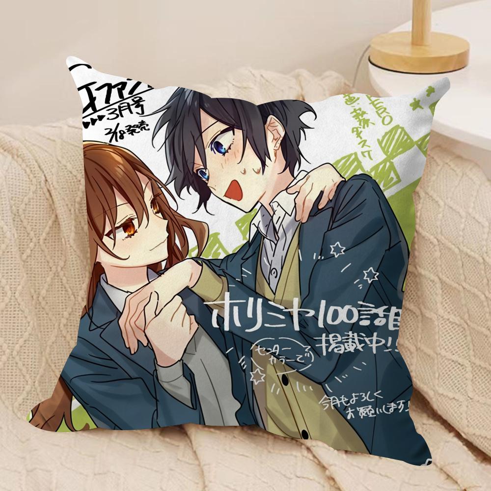 HHorimiyaS Anime Kawaii Cushion Cover Silky Short Plush Invisible Zipper Dustproof Sofa Pillow Case For Home Decor