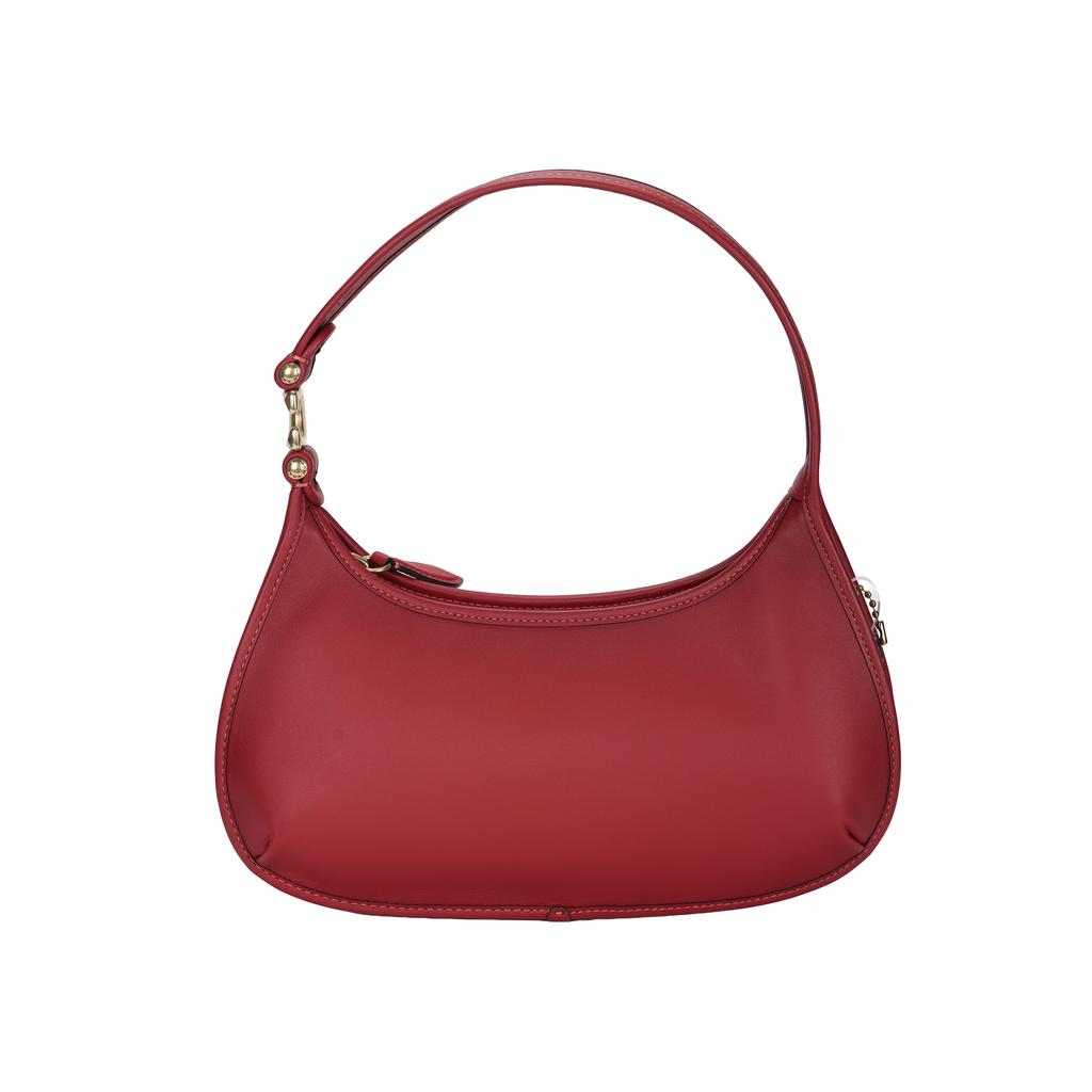 Coach Eve 31 Solid Color Pleated Hardware Zipper Closure Glove Tanned Leather Saddle Bag Shoulder Handbag Large Women Handbags Red CM530-B4E5D