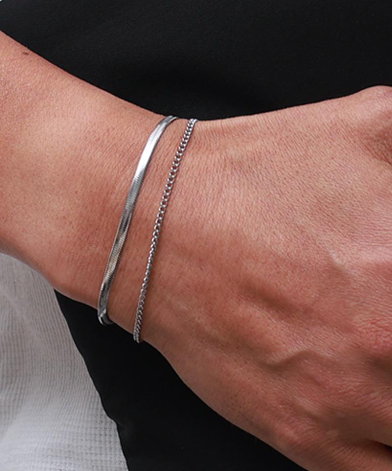 Blancier Fluid Slim Bm261B1283 Layered Snake Chain Men'S Bracelet