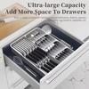 Expandable Silverware Drawer Organizer with Knife Holder Adjustable Flatware and Cutlery Tray for Spoons Forks Kitchen Utensil
