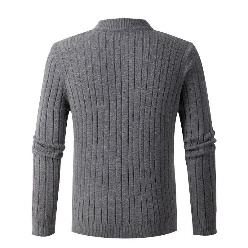 Men's Winter Cable Knit Half-Zip Sweater - Casual Fashion Base Layer