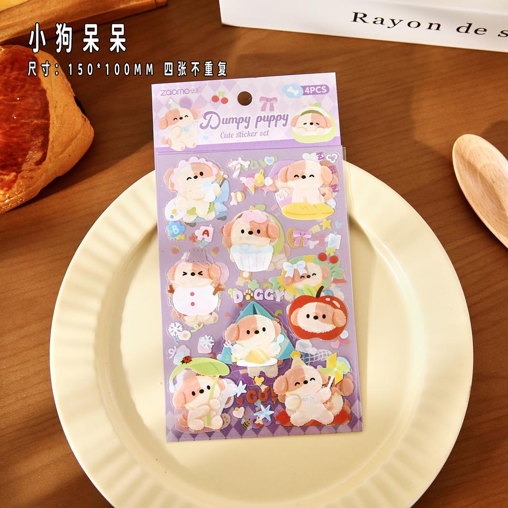 4sheets Kawaii Cartoon Animal Stickers DIY Diary Scrapbook Decor Journal Aesthetics Stationery Supplies