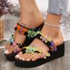 Fashion Tassels Decor Wedge Sandals for Women Summer 2025 Clip Toe Chunky Platform Slippers Woman Fashion Thick Sole Beach Flip Flops