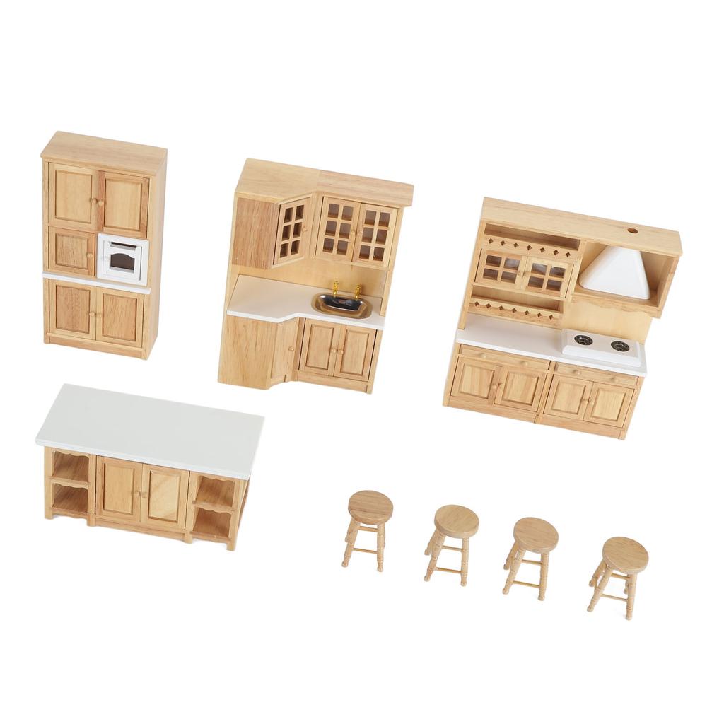 1:12 Scale Wooden Dollhouse Cabinet Furniture Stimulation Realistic Miniature Kitchen Cabinets
