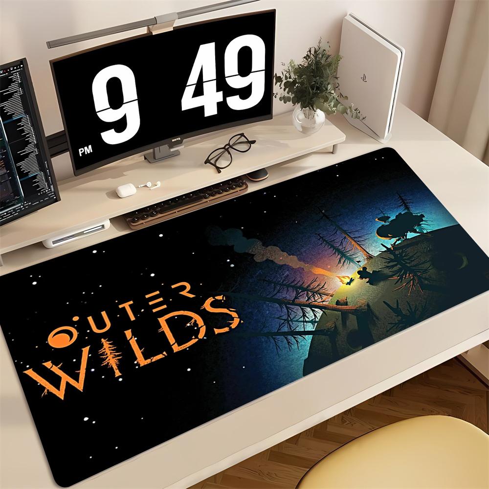 Tappetino Mouse XXL Anime Gamer Outer Wilds Mousepad Laptop Universo Spazio Sistema Solare HD Tappetino da Scrivania Accessori per PC Gaming Tappetino Tastiera