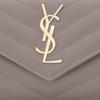 Saint Laurent Ysl Cassandre Metal Letter Logo Short Snap Closure Leather Envelope Wallet Women Wallet Gray 414404-BOW0J-1202