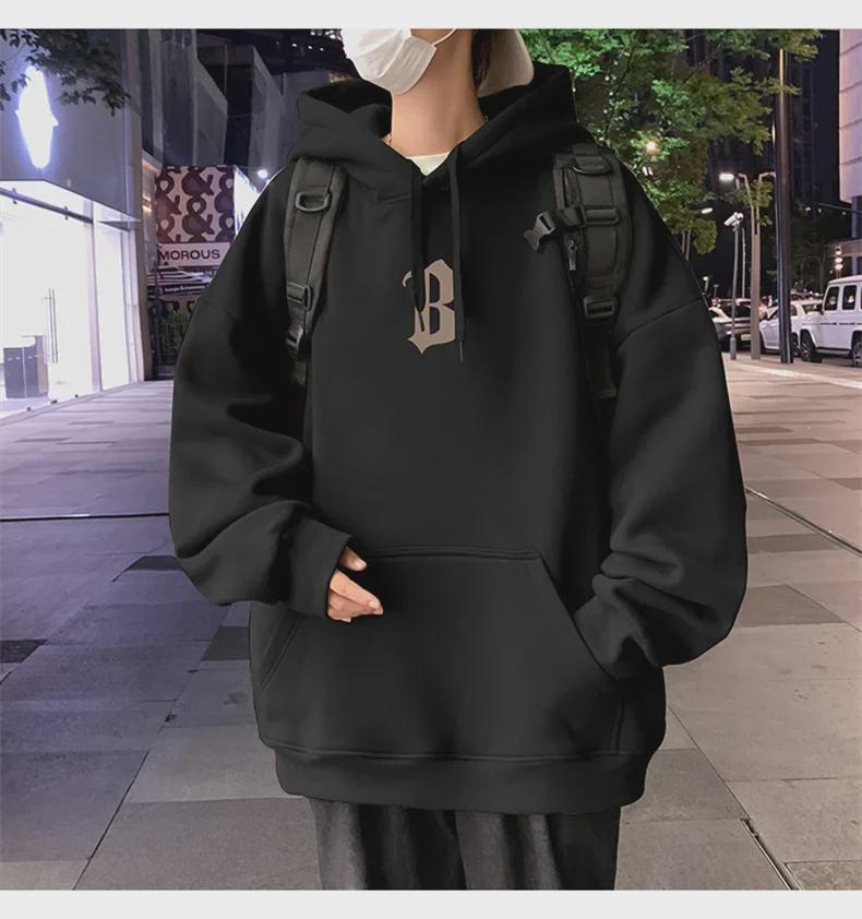 Men's Hong Kong Style Retro Hooded Sweatshirt - Spring/Fall American Heavyweight High Street Trendy Loose Jacket with Plus Velvet