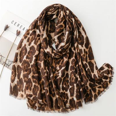 Fall Winter Women’s Leopard Print Sexy Fashion Scarf  Shawl Cotton Linen Feeling Soft Comfortable Scarf Sunscreen Warm Shawl for Travel Evening Dress