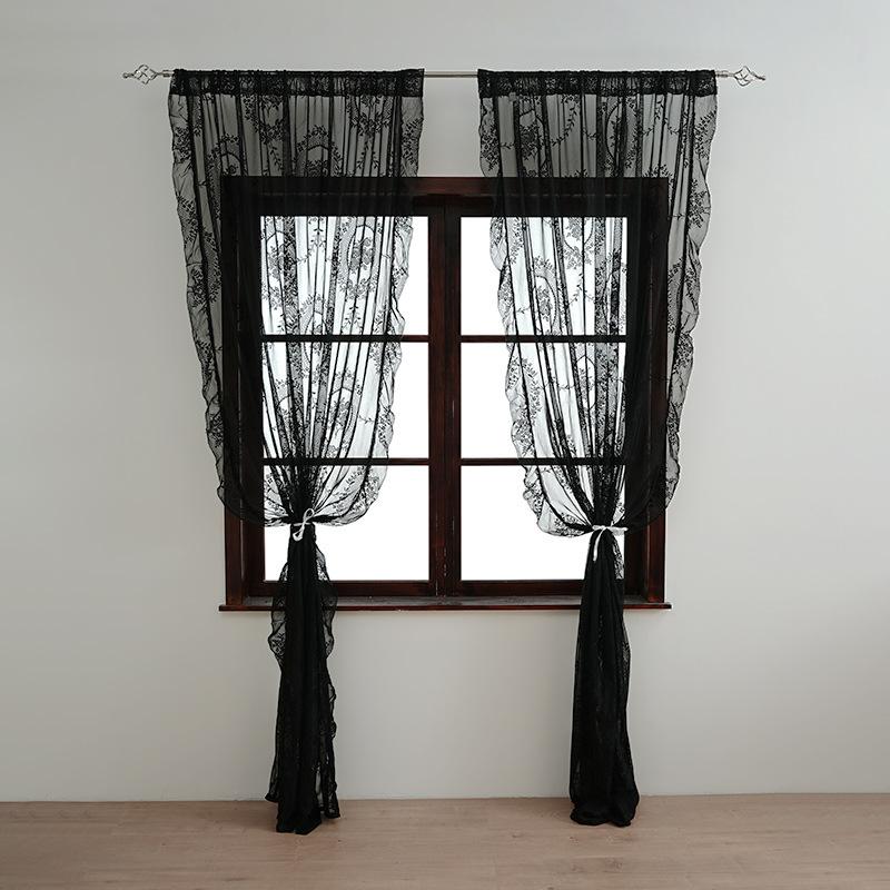 Neue Runde Spiegel Blumen Französische Vorhänge Pastorale Spitze Transparente Vorhänge für Wohnzimmer Schlafzimmer Balkon Erkerfenster Halb-Verdunkelnd Transparente Vorhänge