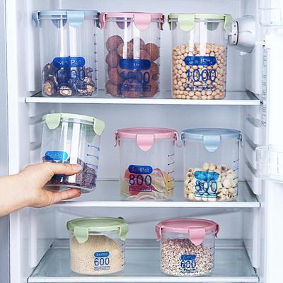 Lufttät förvaringsburk i livsmedelsgodkänd plast för spannmål, snacks och mjölkpulver