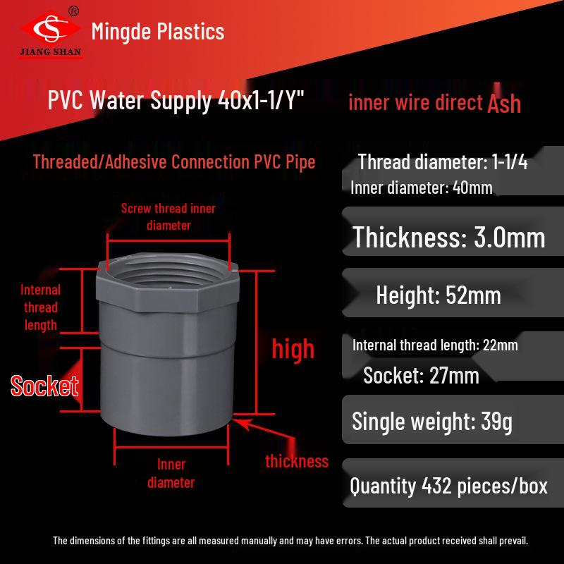 PVC Female Threaded Coupling for Water Pipes - All-Plastic Joint Fittings Accessories