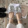 Silver Light Mouth Ballet Flat-soled Single Shoes for Women's 2025 New Summer Skirt French Round Head Mary Jane Shoes