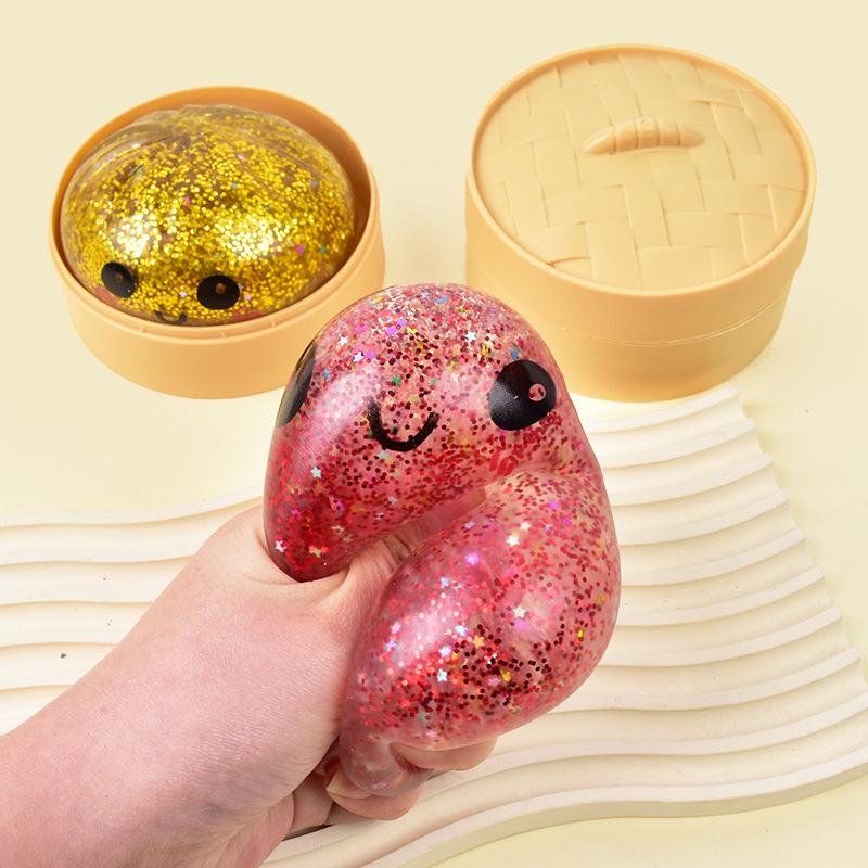 Push Bubble Colorful Dumpling Squishes Stress With Steamer Cute Anxiety Toy Soft Decompression Dough For Adults Prospector