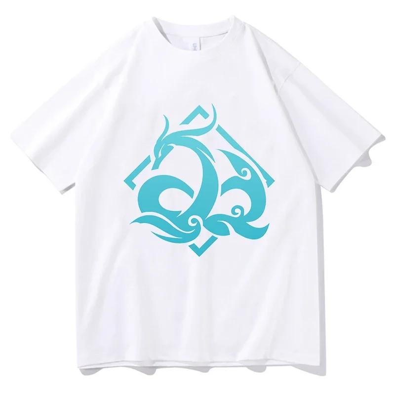 Genshin Impact T-shirt Women Clothes Fashion Harajuku Funny Kawaii Neuvillette Print Short Sleeve Tee Shirt Anime Clothing Tops