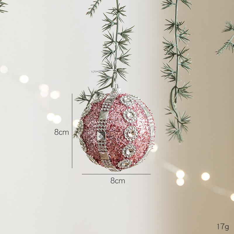 Lihui 8CM Růžová pěnová vánoční koule Ozdoba na zdobení stromku