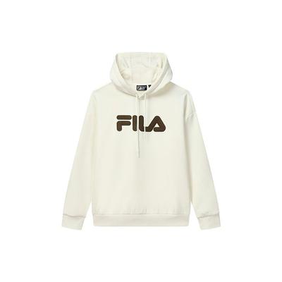 Fila Klassischer lockerer Logo-Casual-Fleece-Hoodie Unisex-Hoodies Milch-Salz-Weiß F51U248298F-IV