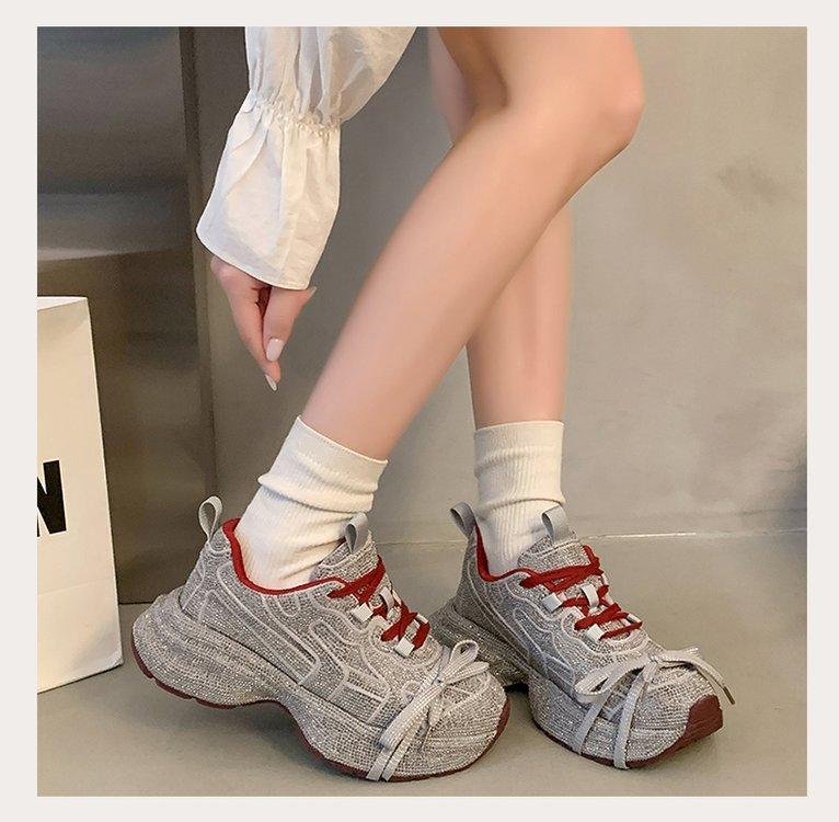 European goods full of diamond dad shoes women's spring 2025 new versatile thick-soled heightening fried street sports and leisure women's shoes