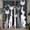 2pcs, Rustic Animal Cat Curtains, Decorate Window Rod Pocket Mount Printed Curtains Polyester Material, Suitable for Living Room