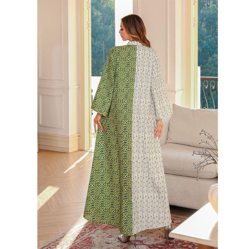 2025 Summer New Patchwork Sequin Robe Middle East Dress Dubai Print Arab Dress Dress