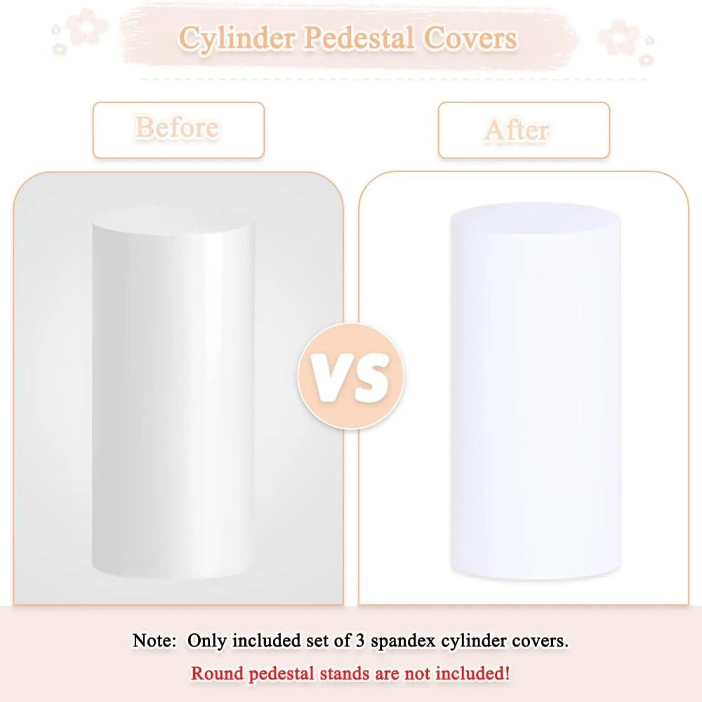 3 st Spandex Cylinder Ståöverdrag för Cylinder Piedestalöverdrag Sockelstativ Pelaröverdrag för Födelsedagsfest Bröllopsrekvisita Dekor
