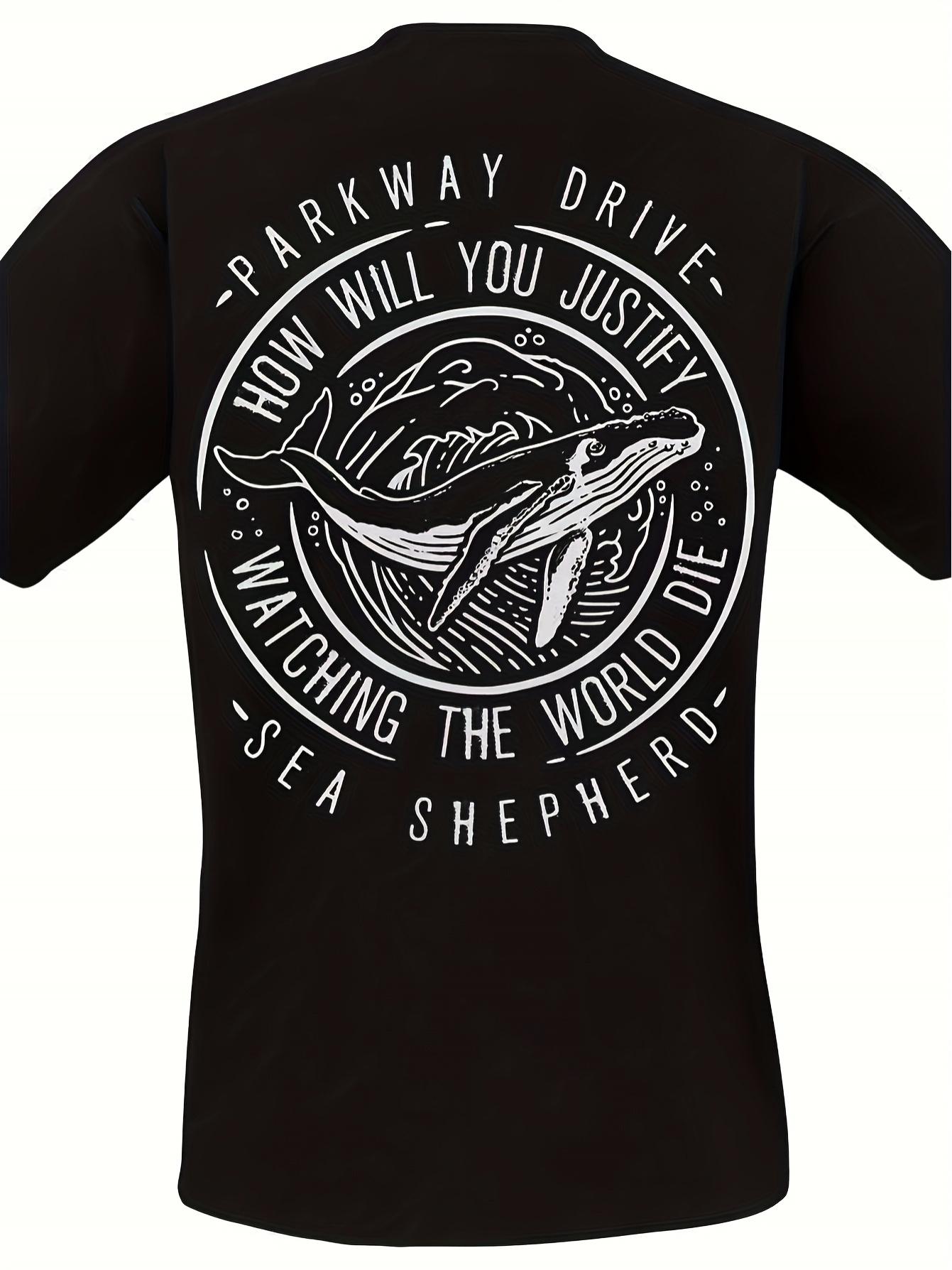 Men s and Unisex Heavyweight 230g Cotton T-Shirt - Parkway Drive Whale Shark and Lyrical Logo Design XS