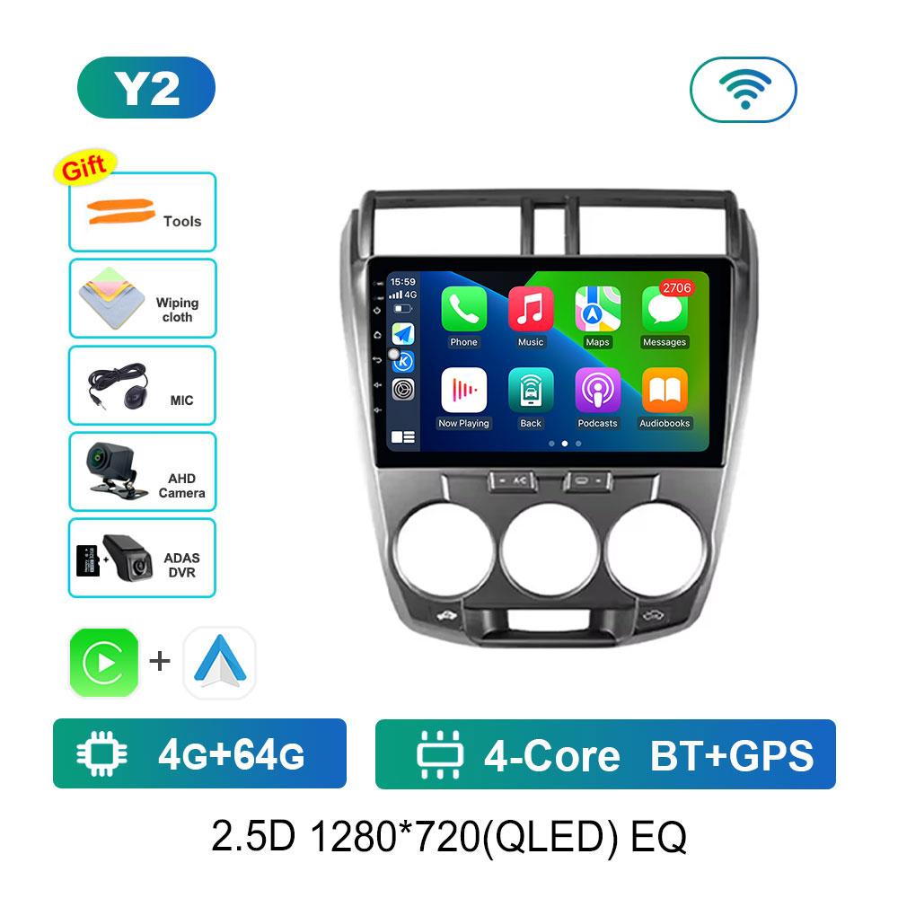 for Honda City 2008 - 2014 Android 14 Intelligent System Car Radio Multimedia Video Player 4G GPS Navi WiFi Split Screen