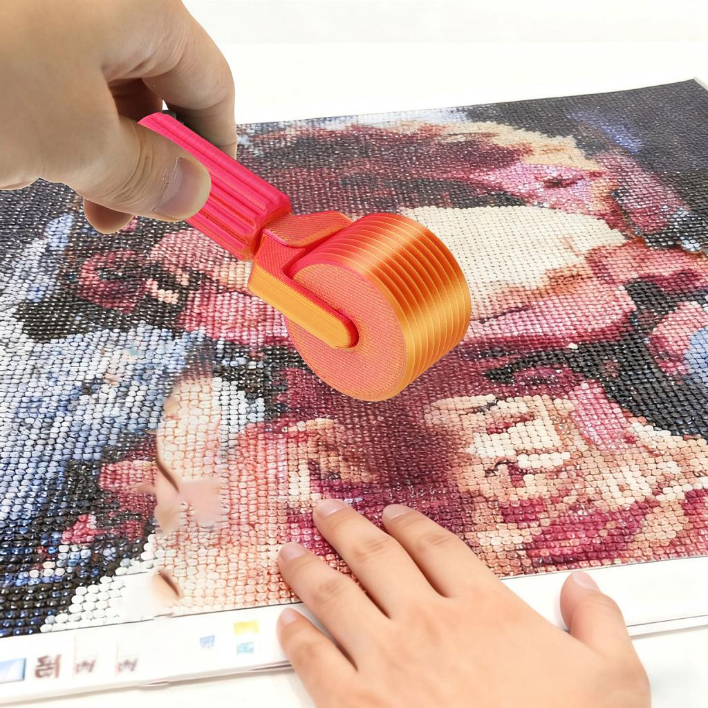 Rhinestone Painting Roller Easy Grip Handheld Rhinestone Embroidery Press Roller for Pressing Red Gold Gradient Color