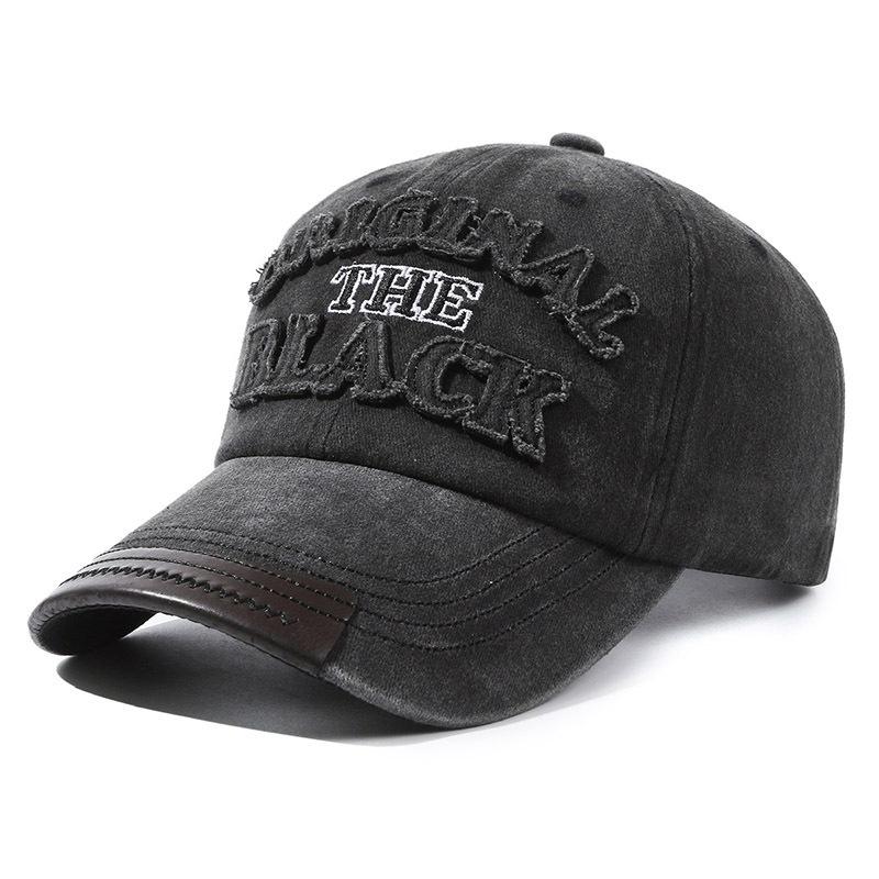 Men's Retro Washed Cloth Alphabet Baseball Cap Curved Brim Old Cap Spring and Autumn Outdoor Sports Women's Sun Hat